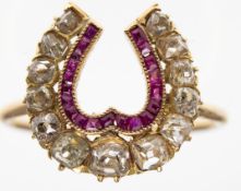 Antique Ruby & Diamond Horseshoe ring