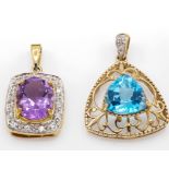 Two 9ct Gold & Gem Set Necklace Pendants