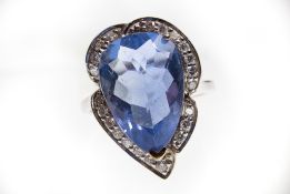 9ct White Gold Diamond & Colour Change Fluorite Dress Ring