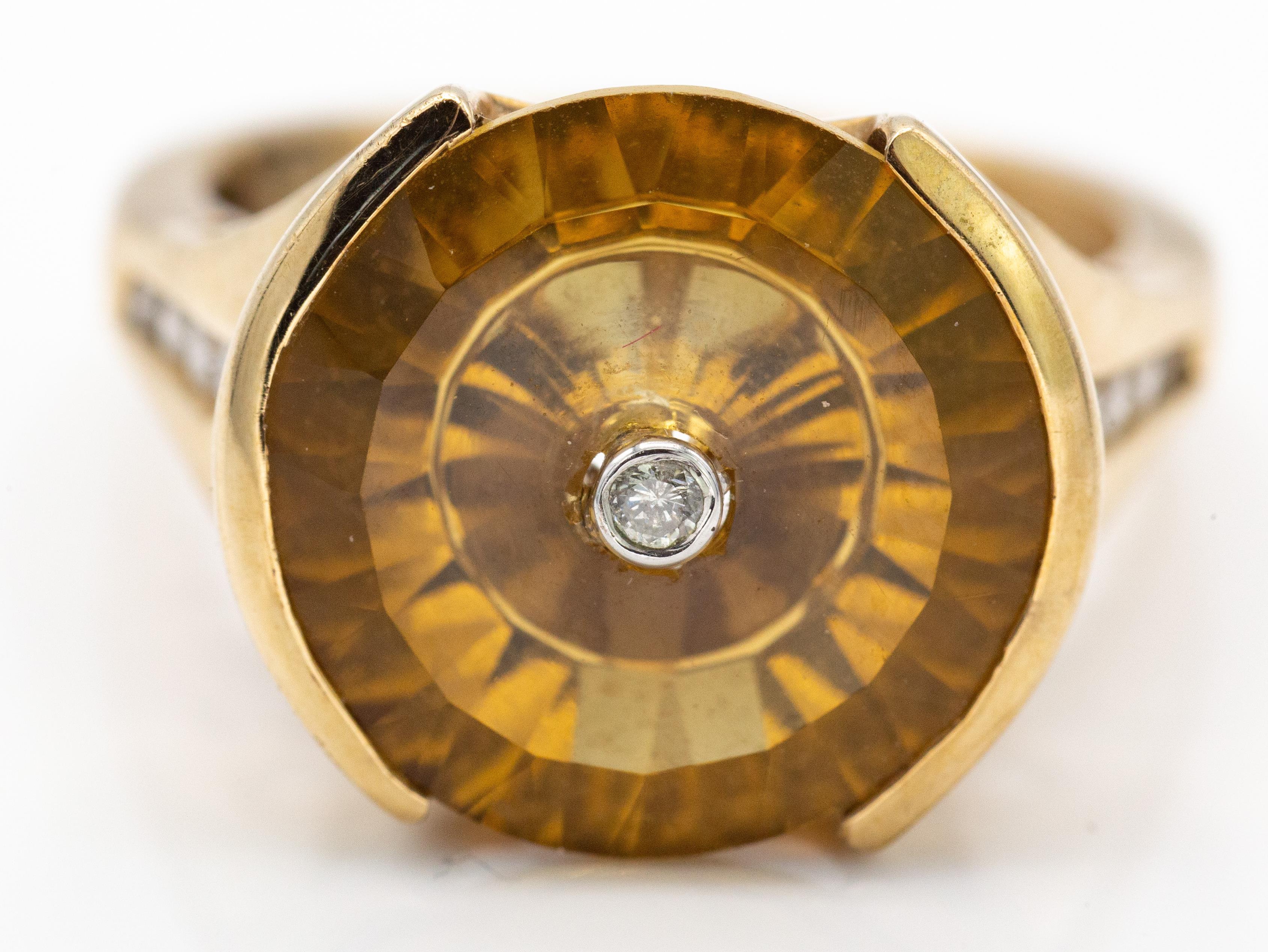 Glenn Lehrer 9ct Gold Citrine & Diamond Torus ring
