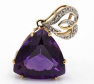 9ct Gold Uruguayan Amethyst & Diamond Necklace Pendant