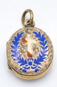 Victorian Gold & Enamel Faced Back & Front Locket Pendant