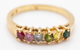 14ct Gold Ruby and Sapphire Gem Set Ring