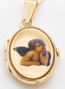 ITALIAN 14CT GOLD CHERUB PENDANT AND NECKLACE CHAIN