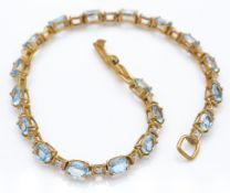 9ct Gold Aquamarine & Diamond Bracelet