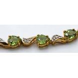 9ct Gold Diamond & Green Sapphire Bracelet