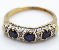 9ct Gold Sapphire & Diamond Half Eternity Ring