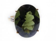 9ct Gold Moldavite & Diamond ring