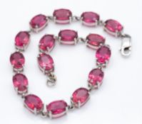 A Hallmarked 9ct Gold & Rubellite Bracelet