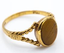 9ct Gold & Tigers Eye Set Signet Ring