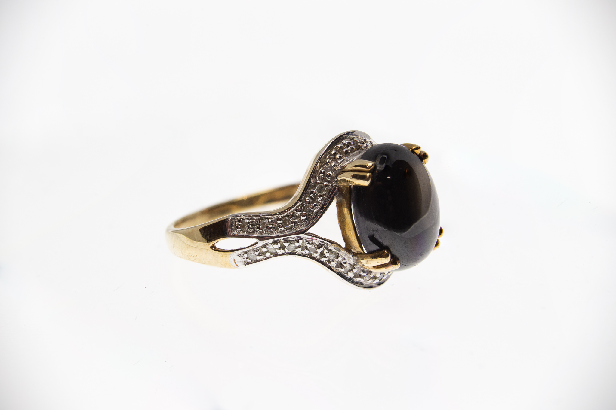 9ct Gold Black Star Sapphire & Diamond Ring - Image 6 of 8