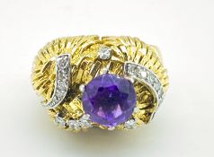 18ct Gold Amethyst & Diamond Cocktail Ring