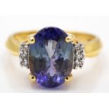 18ct Gold Chameleon Tanzanite & Diamond Ring