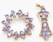 Two 9ct Gold & Tanzanite Necklace Pendants