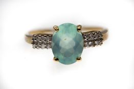 9ct Gold & Brazilian Paraiba Opal & Diamond Ring