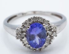 14ct Gold Tanzanite & Diamond Cluster Ring