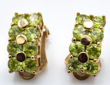 A Pair of 9ct Gold Sphene Ear Clips