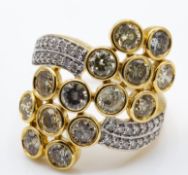 Lorique Hallmarked 18ct Gold Fancy Colour Diamond Ring