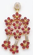 9ct gold and AAA Tanzanian Ruby & Diamond Necklace Pendant