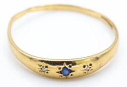 9ct Gold Diamond & Sapphire Gypsy Ring