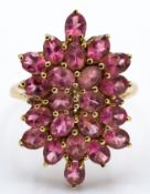 9ct Gold & Pink Tourmaline Cluster Ring
