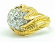 Van Cleef & Arpels 18ct Gold Platinum & Diamond Bombé Ring