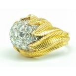Van Cleef & Arpels 18ct Gold Platinum & Diamond Bombé Ring