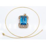 18ct Gold Lorique 62ct Brazilian 'London Blue' Topaz & Diamond Pendant Necklace