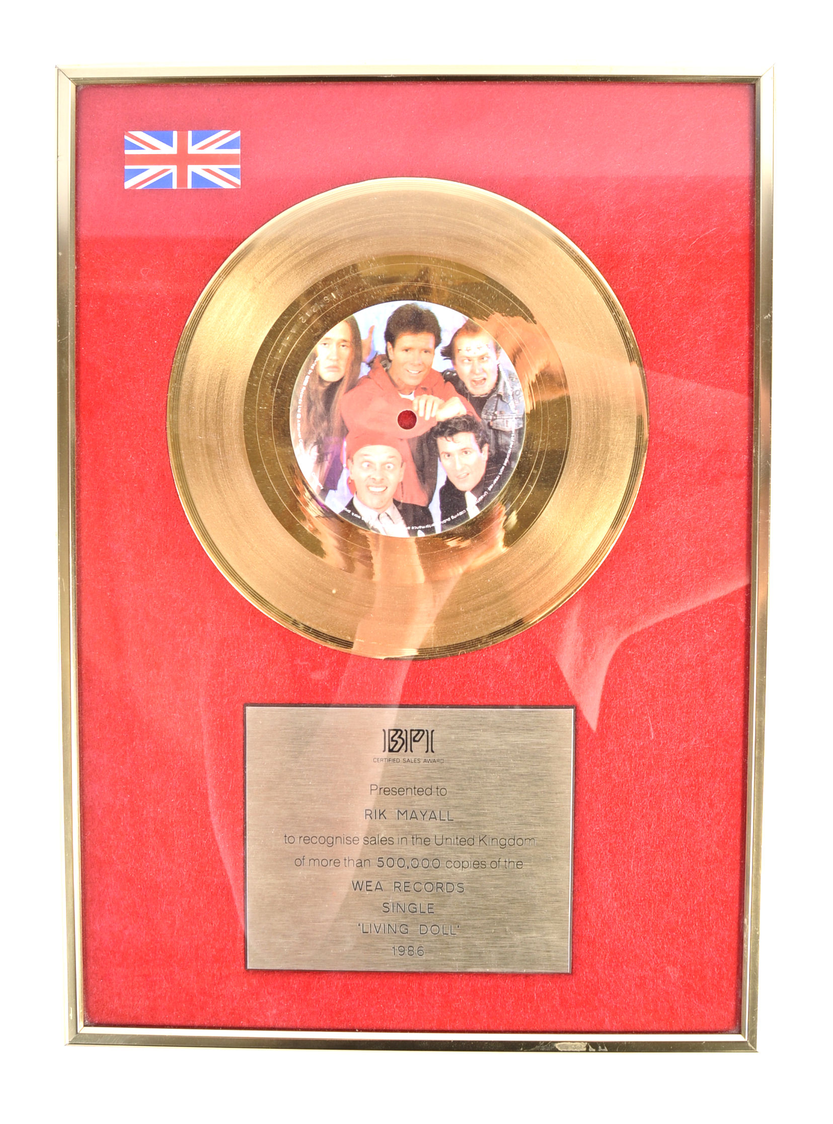 RIK MAYALL - PERSONALLY OWNED GOLD DISC RECORD ' L