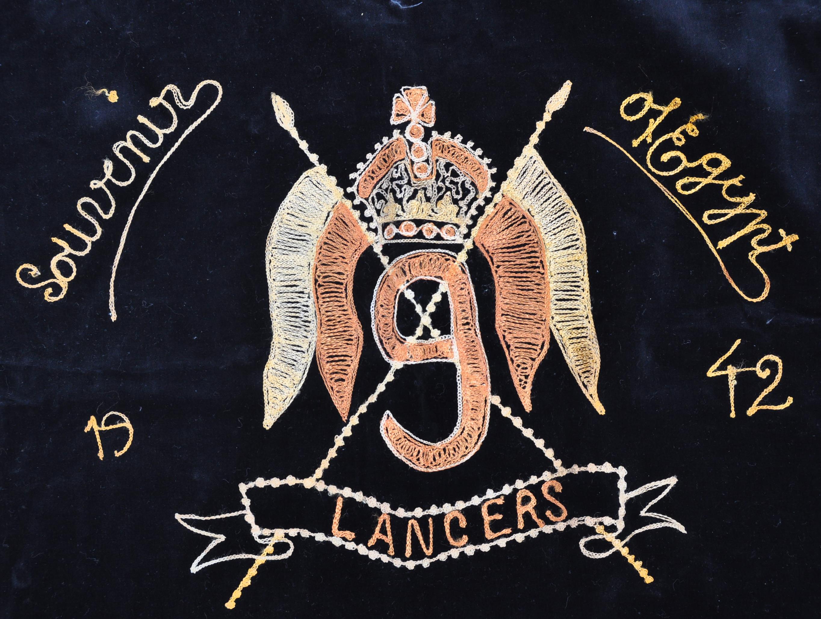 WWII 9TH LANCERS SOUVENIR OF EGYPT EMBROIDERY - Image 2 of 5