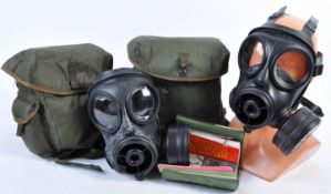 COLLECTION OF X2 BRITISH ARMED FORCES S10 RESPIRATOR / GAS MASK