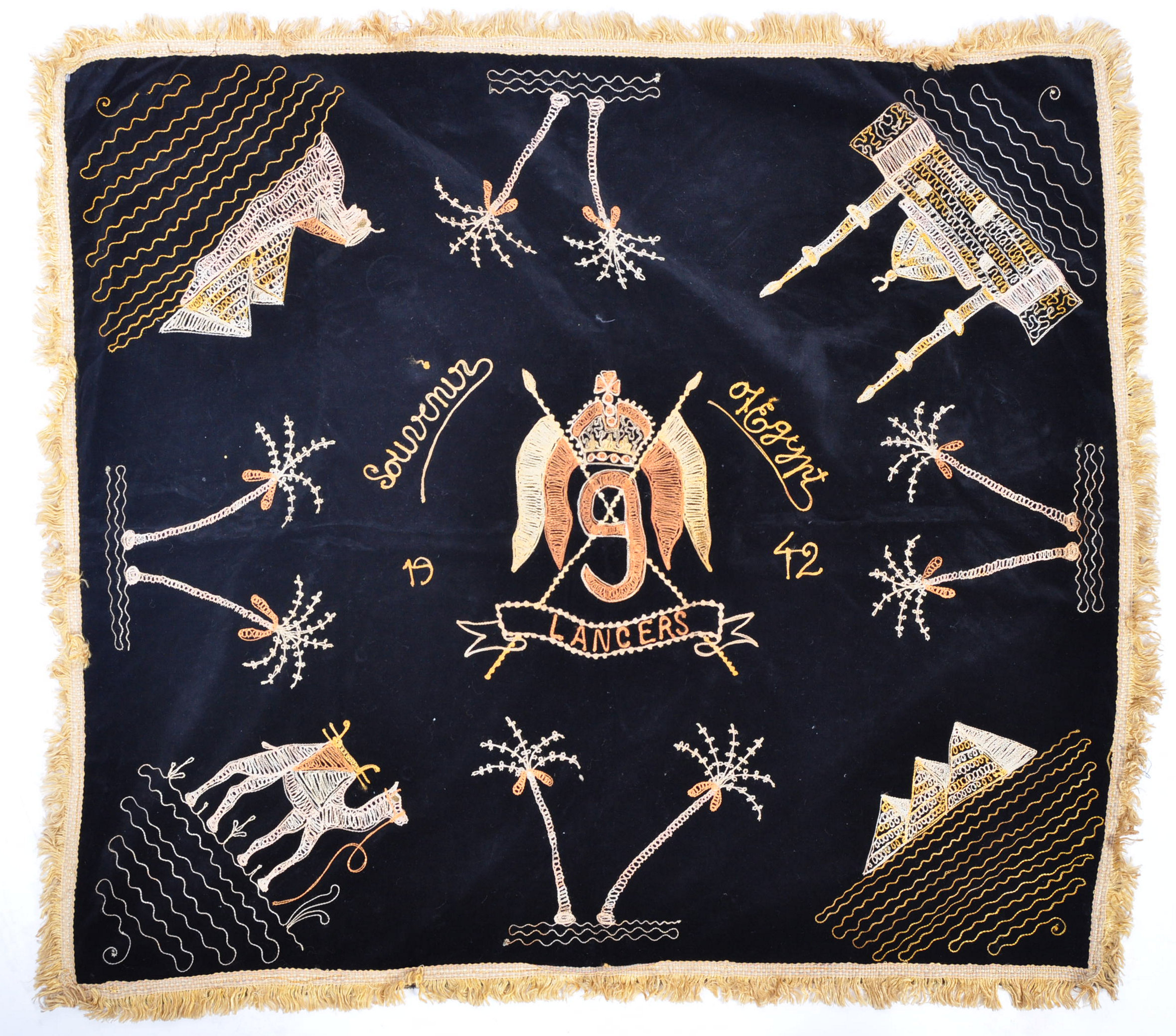 WWII 9TH LANCERS SOUVENIR OF EGYPT EMBROIDERY