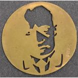 UNUSUAL WWII BENITO MUSSOLINI BRASS SILHOUETTE DISC