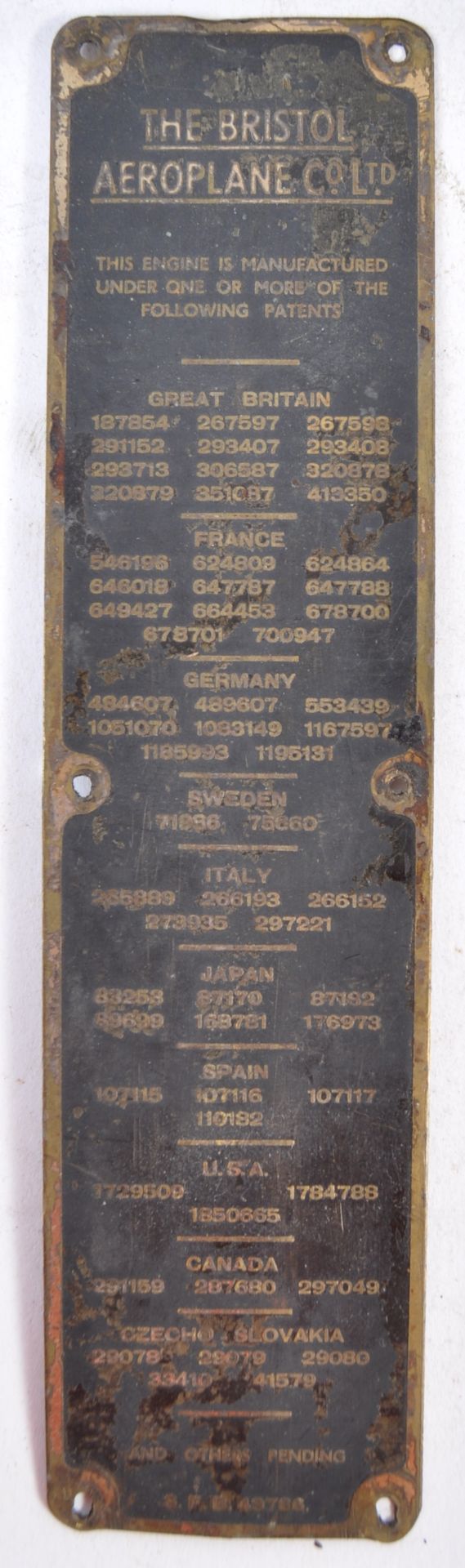 COLLECTION OF WWII PERIOD BRISTOL AEROPLANE CO PLAQUES - Image 2 of 5