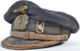 A RARE ORIGINAL WWII SECOND WORLD WAR KRIEGSMARINE OFFICERS CAP