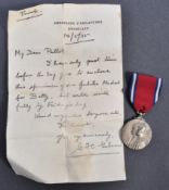 SPECIMEN GEORGE V 1935 JUBILEE MEDAL & LETTER