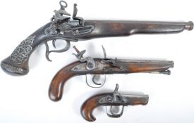 COLLECTION OF REPLICA REENACTMENT FLINTLOCK PISTOLS