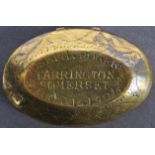 EARLY 20TH CENTURY BRASS TOBACCO TIN OF LOCAL INTEREST