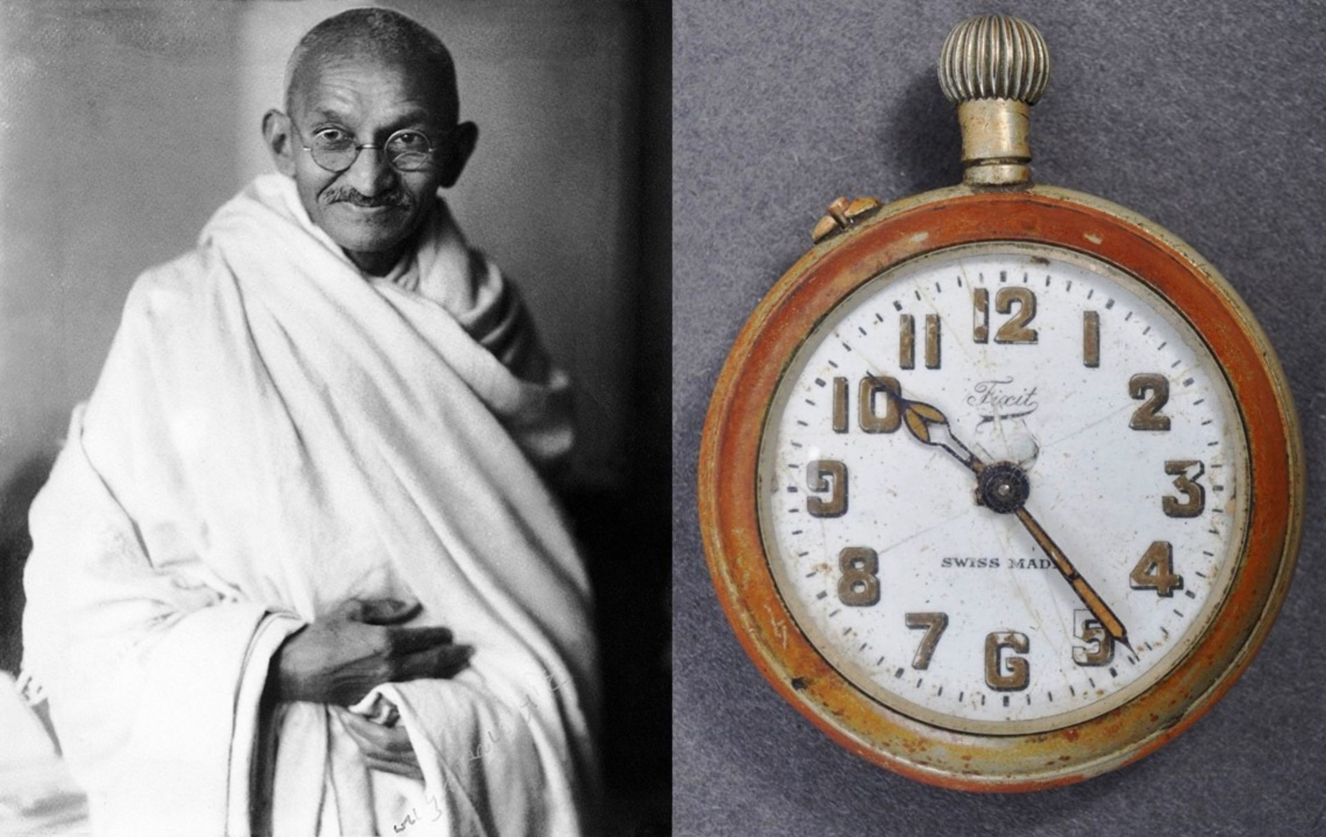 MAHATMA GANDHI - SILVER PLATE POCKET WATCH GIFTED FROM GANDHI
