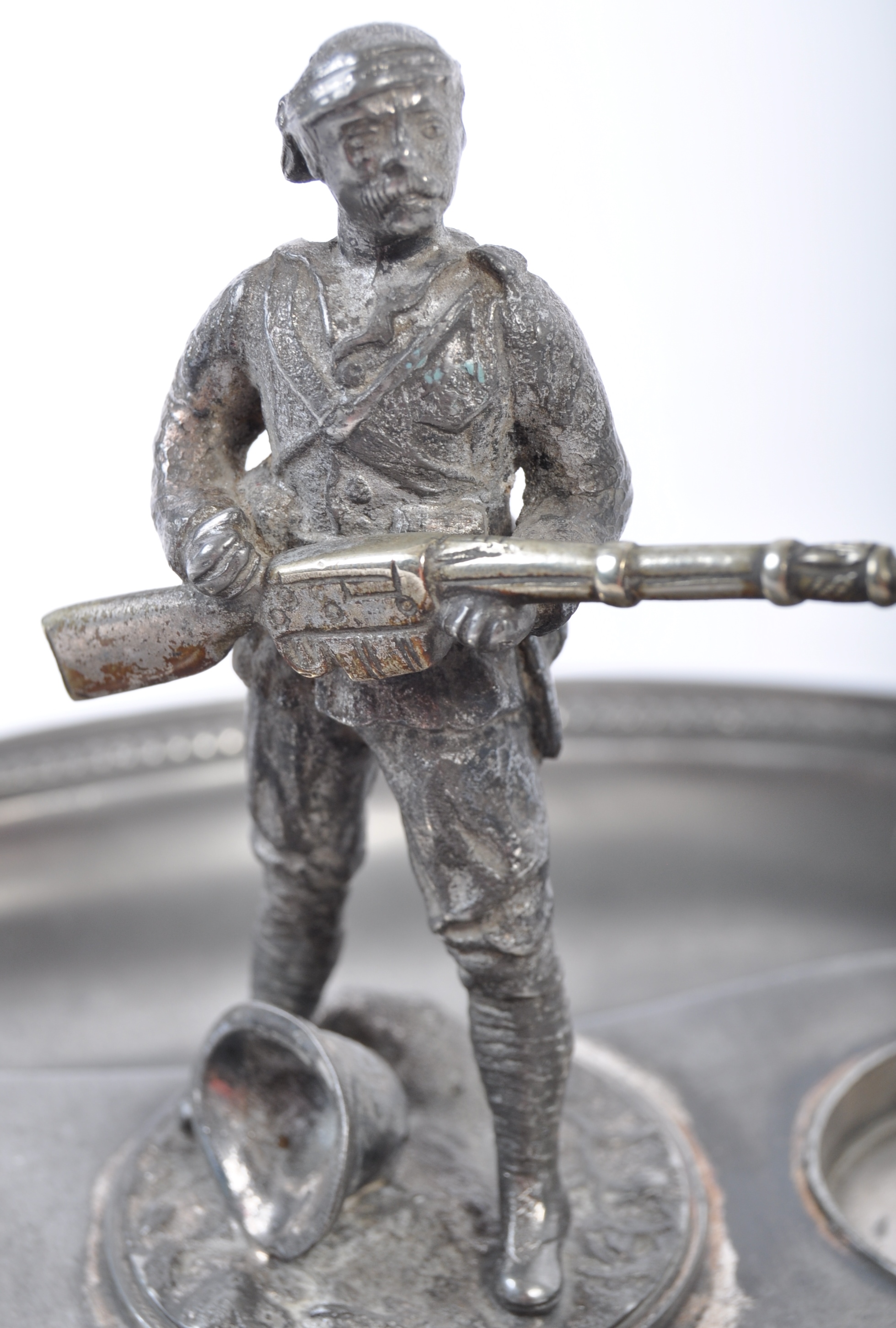19TH CENTURY BOER WAR SILVER PLATED FIGURAL INKWELL - Image 5 of 5