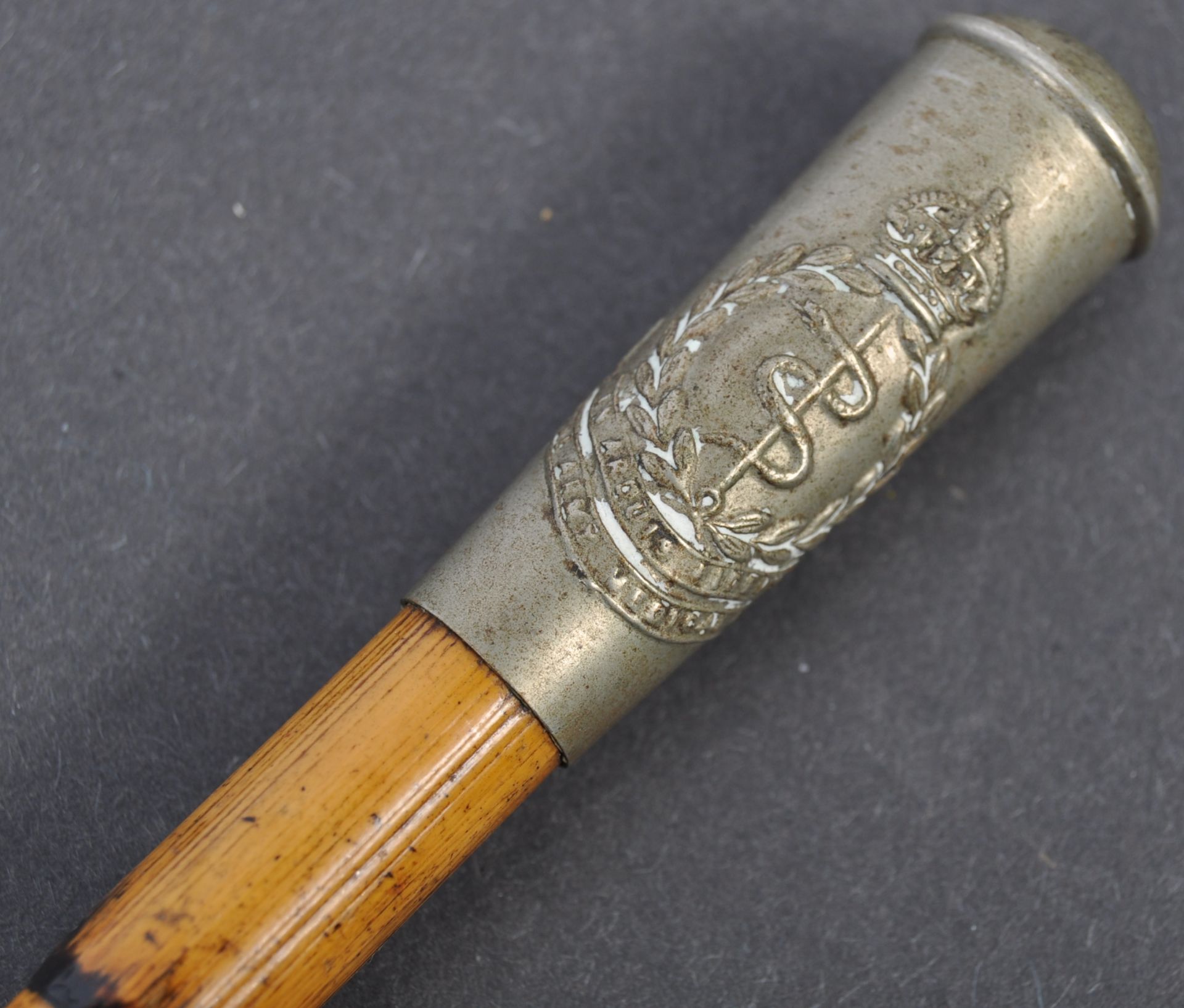 WWII DEFENCE MEDAL & ROYAL ARMY MEDICAL CORPS SWAGGER STICK - Image 4 of 5