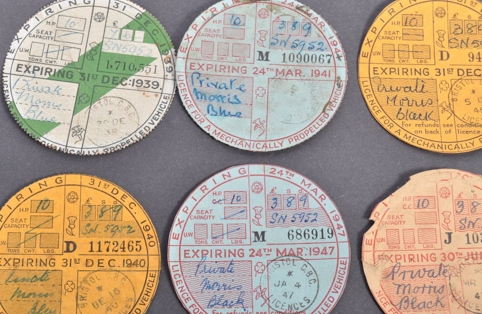 LARGE COLLECTION OF 1930S - 1950S TAX DISCS FOR THE SAME VEHICLE - Image 2 of 5