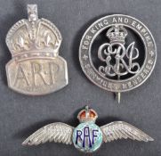 COLLECTION OF WWII MILITARY SILVER BADGES
