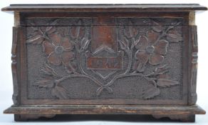 WWII SECOND WORLD WAR CARVED OAK SMALL WOODEN CHEST