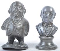 TWO 19TH CENTURY PEWTER POLITICAL FIGURAL POUNCE POTS