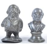 TWO 19TH CENTURY PEWTER POLITICAL FIGURAL POUNCE POTS