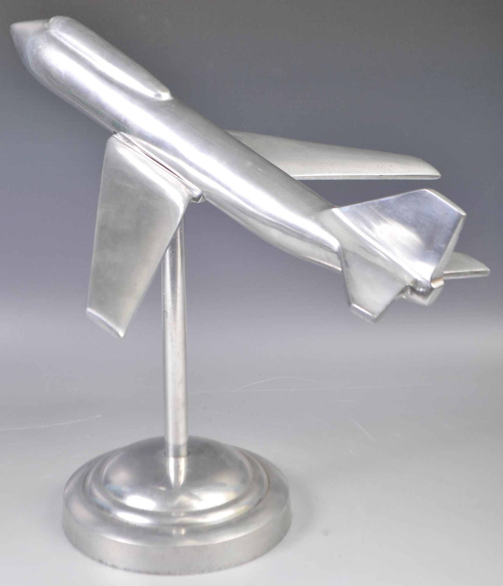 IMPRESSIVE ART DECO STYLE CHROME MODEL AEROPLANE - Image 3 of 5