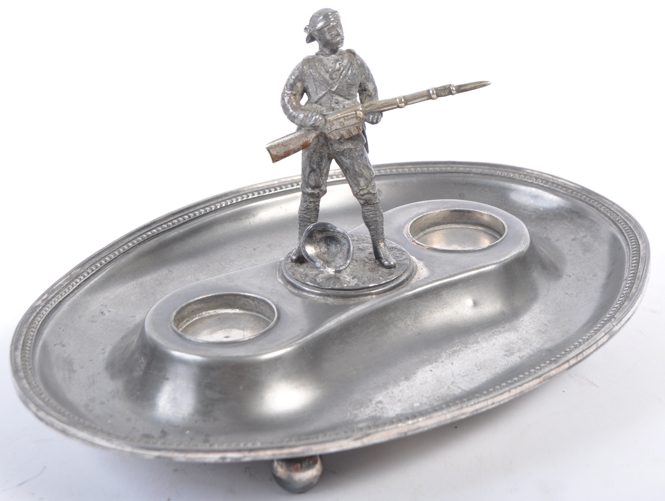 19TH CENTURY BOER WAR SILVER PLATED FIGURAL INKWELL - Image 2 of 5