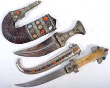 TWO PERSIAN ISLAMIC ORNATE JAMBIYA DAGGERS