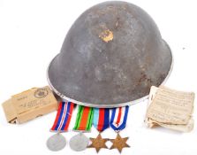 WWII MEDAL GROUP & HELMET TO ONE E.H. DANTON OF ROYAL ENGINEERS